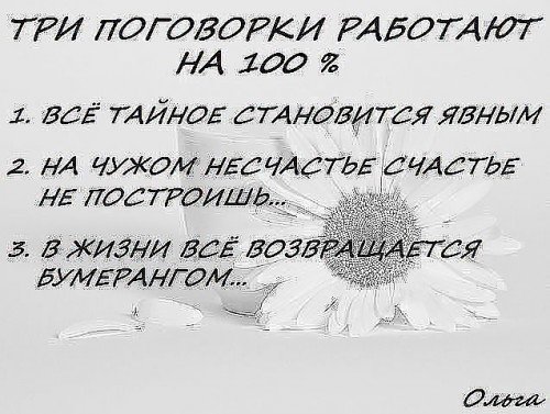 ТРИ ПОГОВОРКИ-ИСТИНА ЖИЗНИ