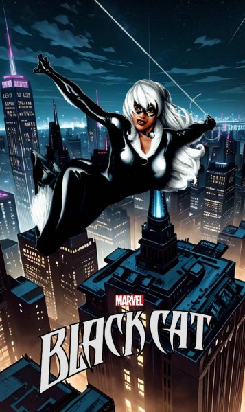 Black cat swinging through the city by spider9162 dj4zrz2
