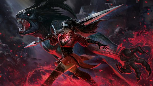 Warrior-girl-sword-fantasy-demon 4K-4.947