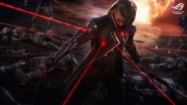 Asus-rog-laser-sight-cyberpunk-warrior-sci-fi 4K