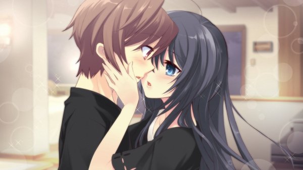 anime paren devushka nezhnost poceluy 11582 1366x768