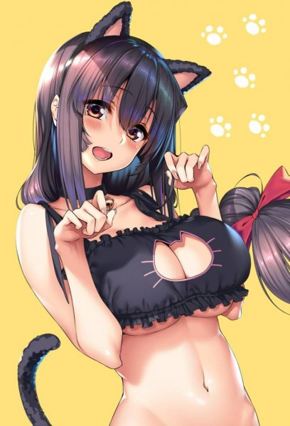 Piromizu-artist-Cat-Keyhole-Bra-Anime