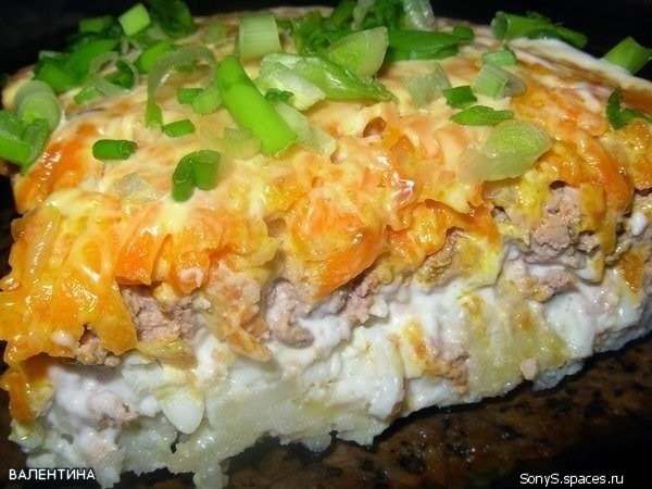 Простой печеночный салатик