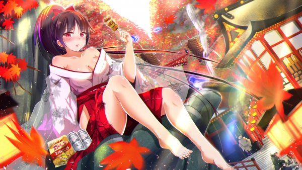 birds-food-long-hair-anime-anime-girls-water-brunette-drink