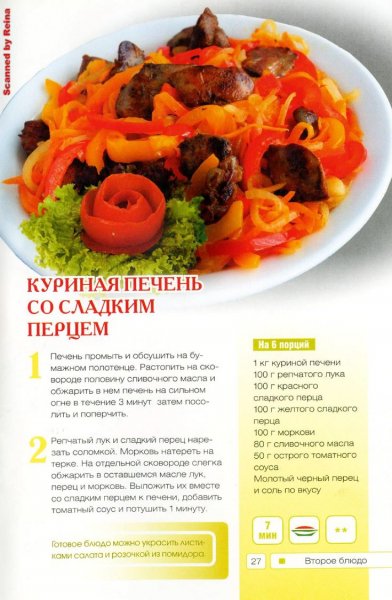 Куриная печень со сладким перцем