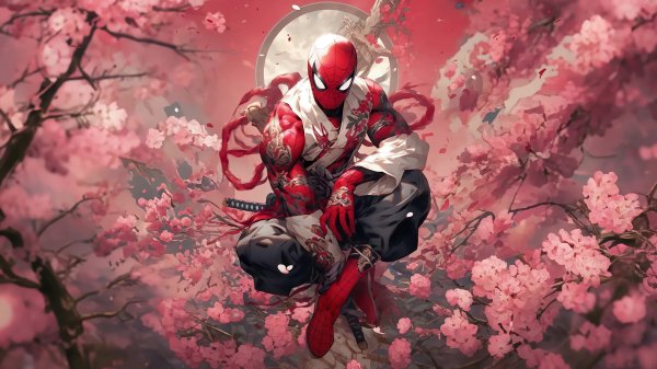 Spider-man-comics-cherry-blossom-4k-wallpaper 820@2@b