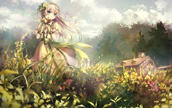 anime-girl-field-flowers-happy-face-dress-clouds-house (1)