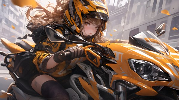 Sci-fi-anime-girl-motorcycle-4k