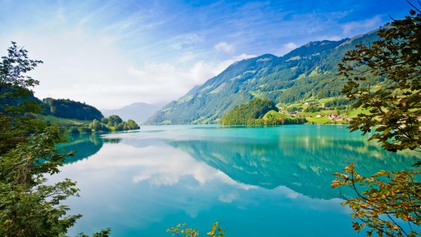 leto gory priroda ozero reka