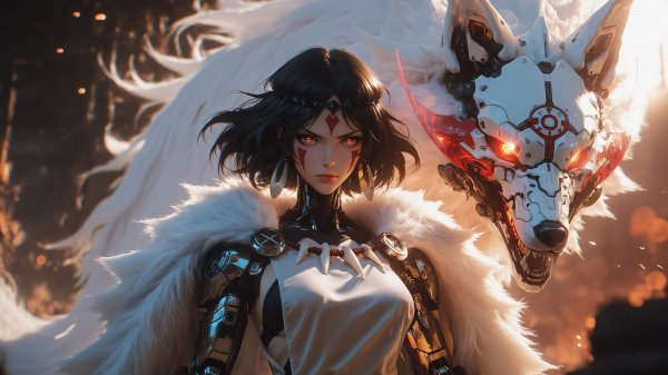 Princess-mononoke-wolf-cyberpunk-4k 8@5@n