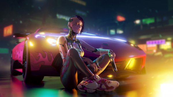 Cyberpunk-girl-car-sci-fi-4k-wallpaper