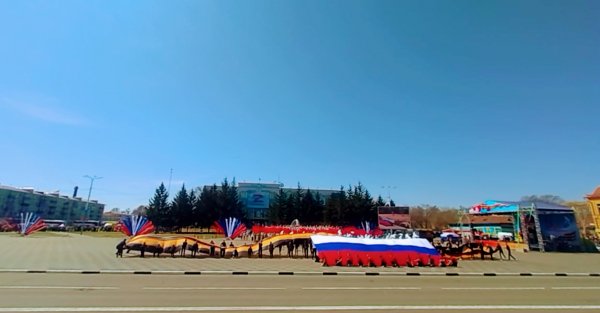 Флэшмоб Георгиевская лента и флаг России