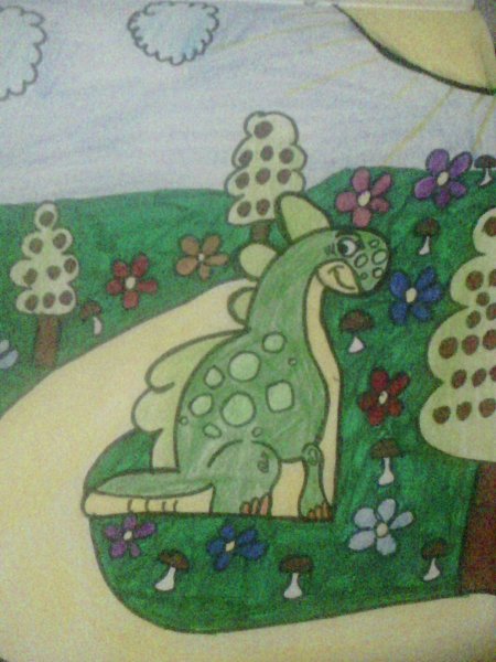 Динозаврик. Рисовала моя дочь Марина.