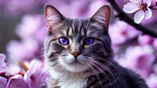 Cat-cherry-blossom-4k 285@5@p