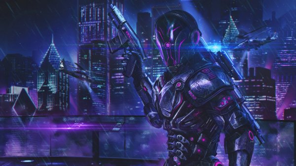 Sci-fi-soldiers-cyberpunk-city 4K-4.975