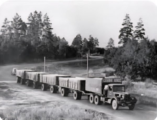 Такие вот автопоезда были в районе целины