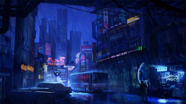 Futuristic-city-dark-evening-rain-4k-o8-3840x2160