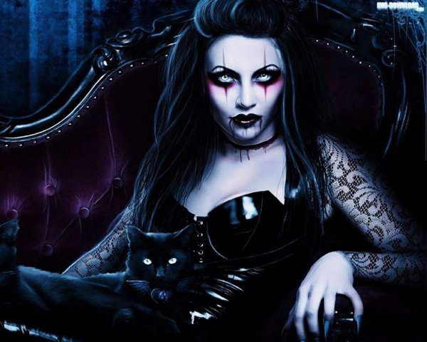 Арт девушка с кошкой