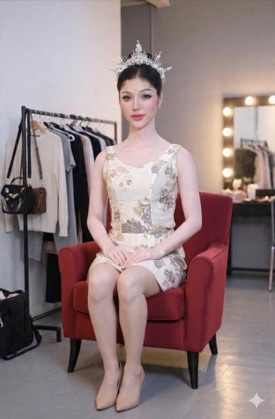 Change-the-womans-pose-to-sitting-gracefully-on-an