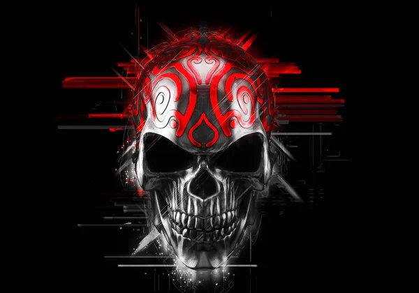 stock photo black demon skull red or