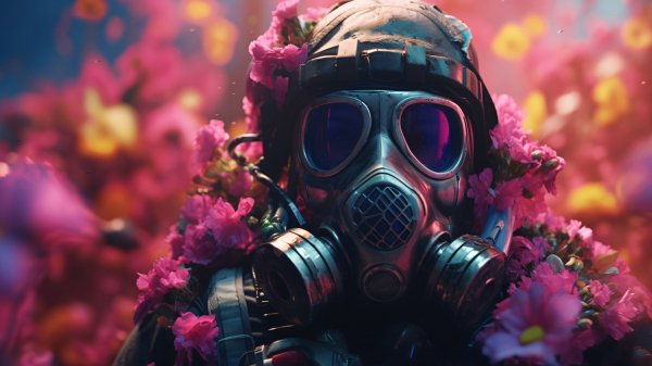 Soldier-gas-mask-flower-digital-art-4k-wallpaper