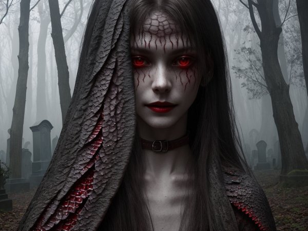 Демоница бродит по старому кладбищу
