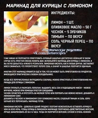 Маринад для курицы с лимоном