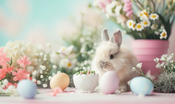 Adorable-rabbit-with-easter-eggs-and-spring 49686046