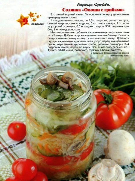 Солянка "Овощная с грибами"