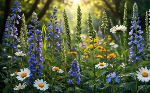 Field-flowers-delphinium-chamomile
