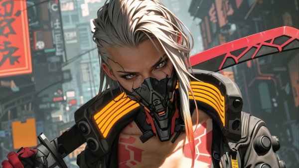 Cyberpunk-girl-sword-sci-fi-4k 345@5@d