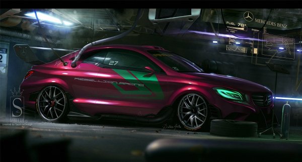 mercedes in the garage