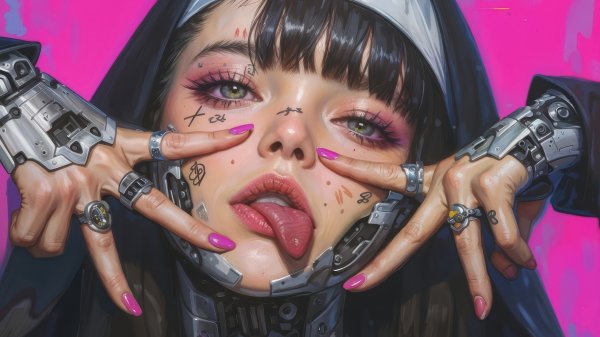 Anime-girl-nun-tongue-out-cyberpunk-4k 291@5@b